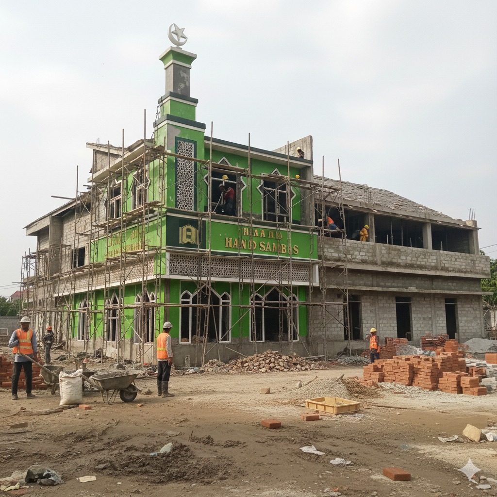Pembangunan Masjid Hadid Sambas Cirebon